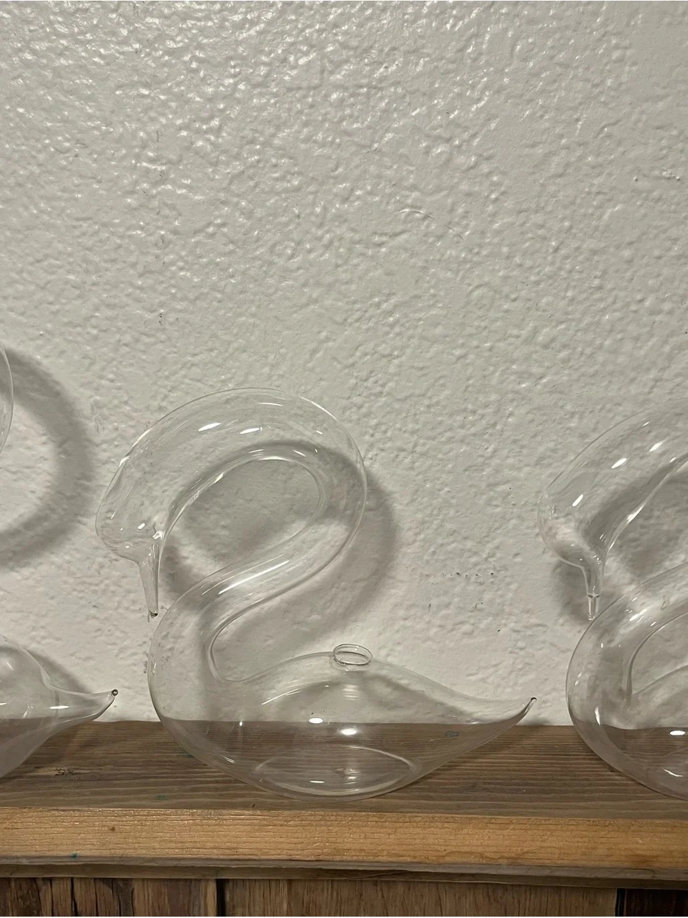 Clear Glass Swan vases, set of 3. Elegant Home Accent